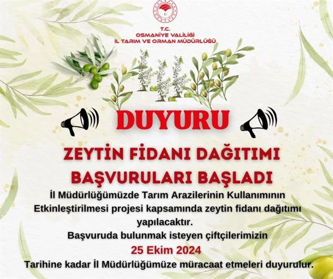 Zeytin fidanı Dağıtımı Başvuruları Başladı